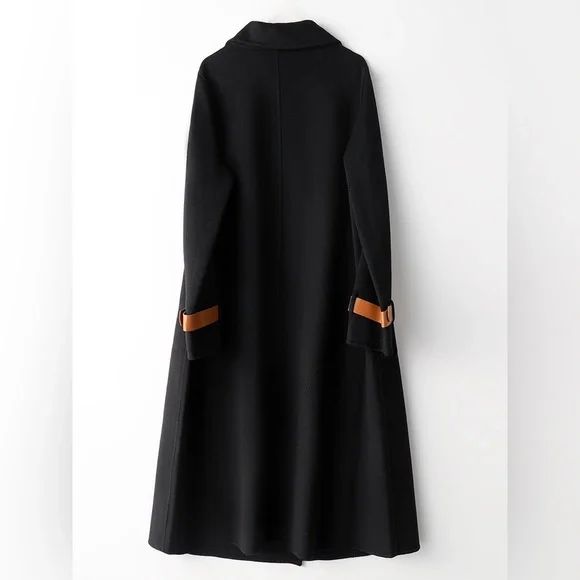 100% Wool Coat, British Trench Coat, Black - Picture 3 of 12